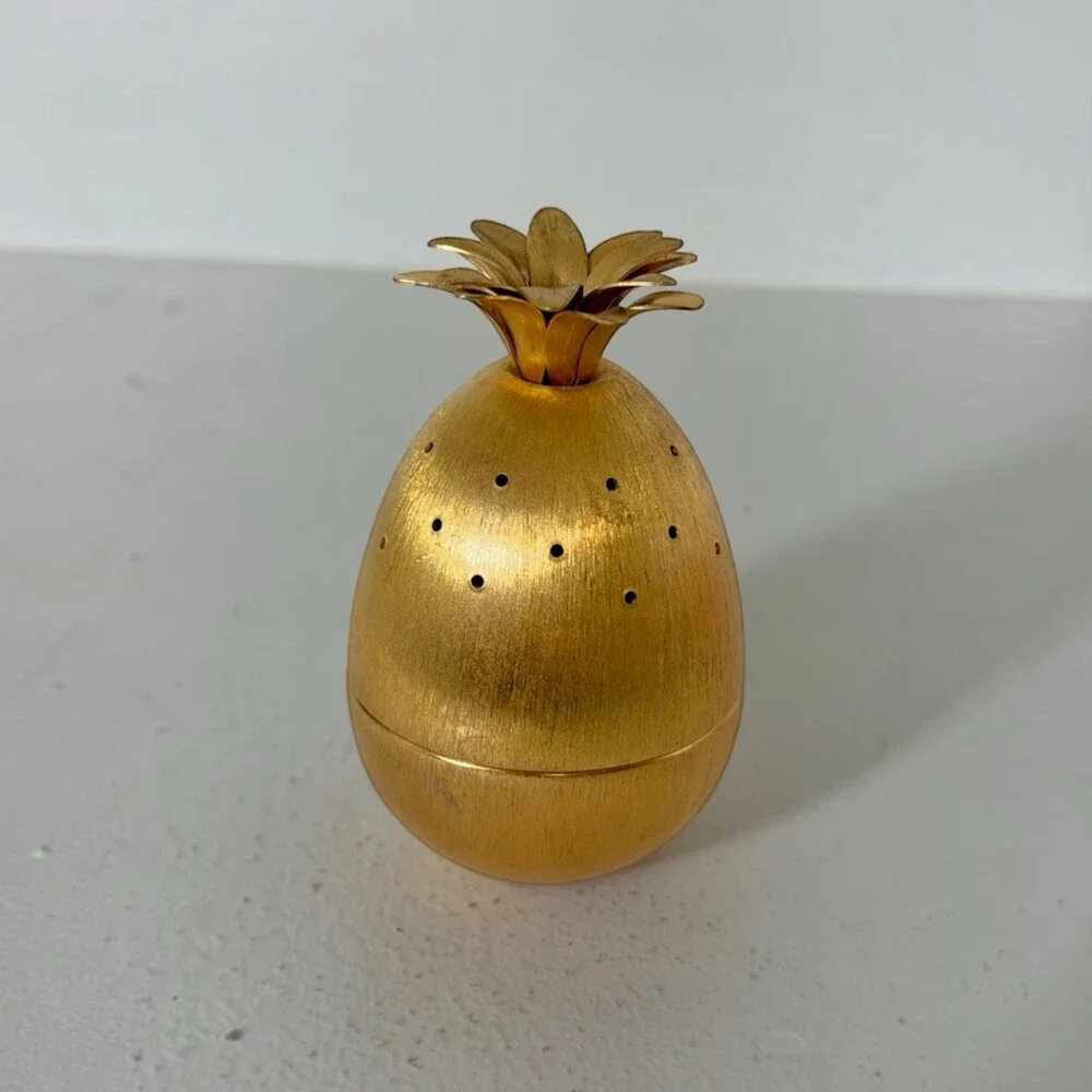 Vintage Napier Brushed Gold Pineapple Toothpick Holder Appetizer Hors d’Oeuvres
